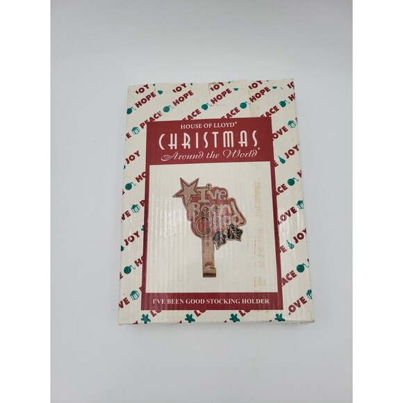 House Of Lloyd Christmas Stocking Hanger Wall Hook "I've Been Good" Brass - Picture 5 of 6